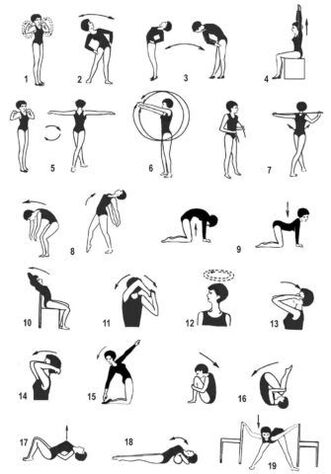 A set of exercises for osteochondrosis