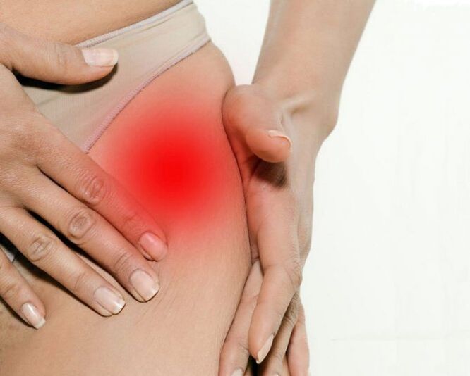 Pain in the groin and thigh with hip arthrose